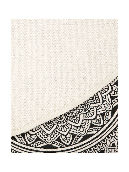 Beliani Χαλί Στρογγυλό Βαμβακερό Black And Cream Φ120cm