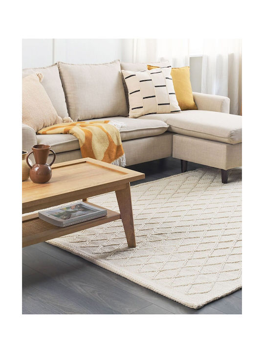 Beliani Χαλί Ορθογώνιο Μάλλινο Λευκό 160x230cm