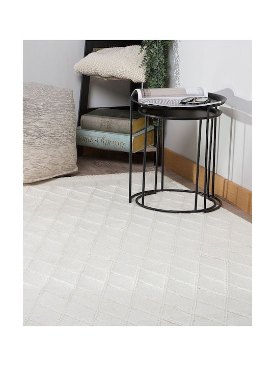 Beliani Χαλί Ορθογώνιο Μάλλινο Λευκό 160x230cm