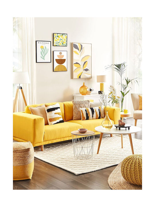 Beliani Χαλί Ορθογώνιο Μάλλινο Λευκό 160x230cm