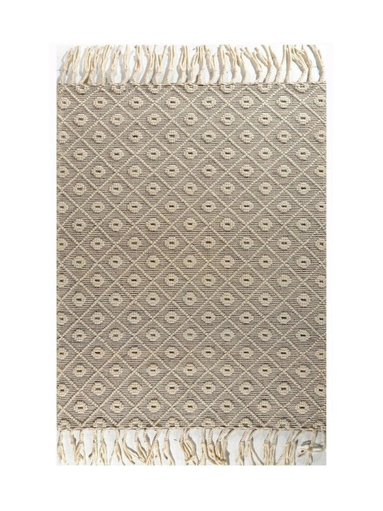 Tzikas Carpets Nomad 55156-060 Χειροποίητο Χαλί Διάδρομος Μάλλινο με Κρόσια Μπεζ 80x150cm