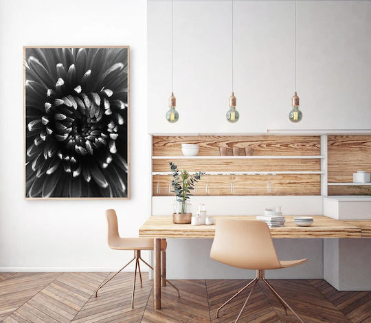 Abstract Black White Flower Painting 40x65
