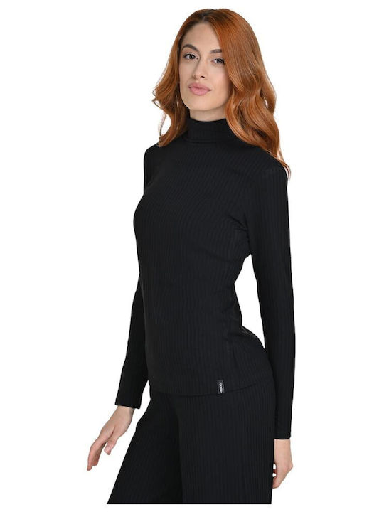 Women's Blouse Long Sleeve Turtleneck Black