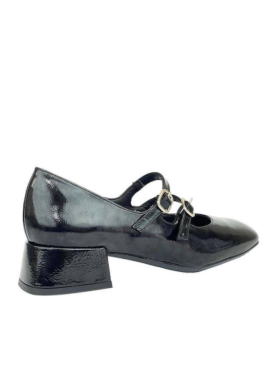 Patent Leather Black Heels with Strap