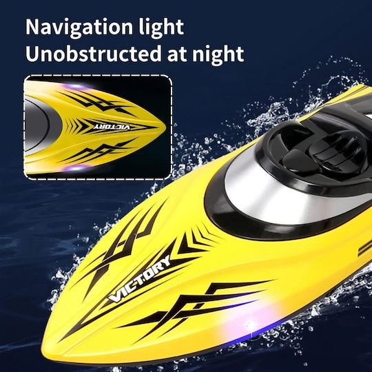 Iuni Hj811 Радиоуправляема лодка RC състезателна скоростна лодка дрифт скорост 25 км/ч 2.4GHz жълта