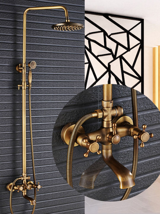 Shower Column with Mixer Bronze