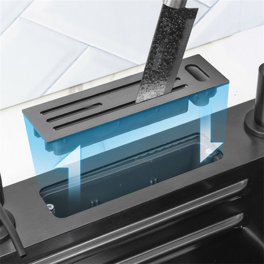 Ένθετος Νεροχύτης Inox με Μπαταρία Μ75xΠ45cm Μαύρος