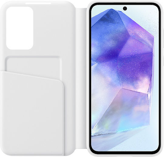 Samsung S View Wallet Cover Synthetic Leather / Plastic White (Galaxy A55)
