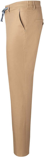 Pantaloni Chef pentru Bărbați cu Elastic în Talie și Șnur Beige Sintetic Chino Modern-stretch
