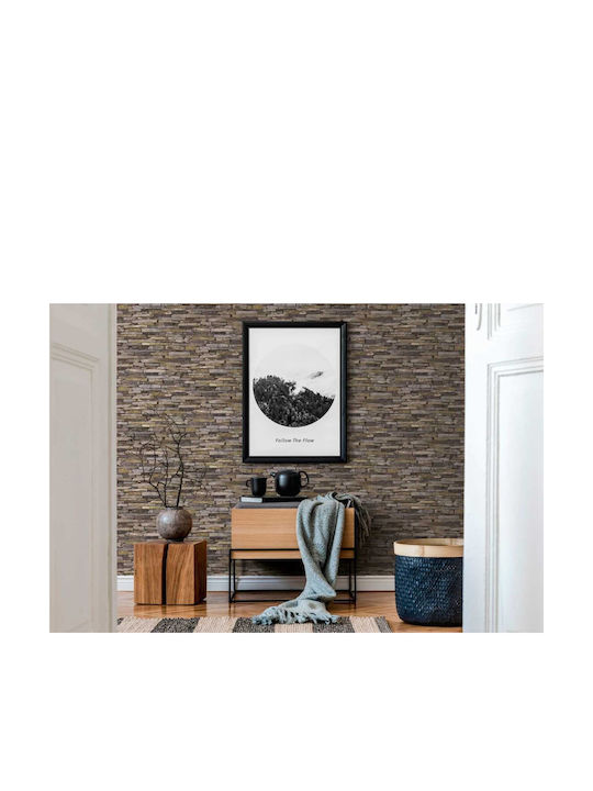 Wall Wallpaper Wood Stone Vinyl Brown 1000x53cm Washable