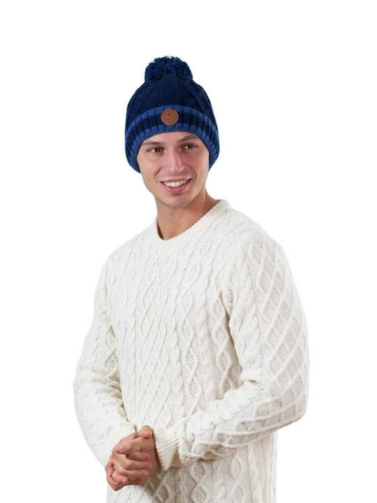 Cabaia Pom Pom Beanie Unisex Fleece Beanie Knitted in Blue color