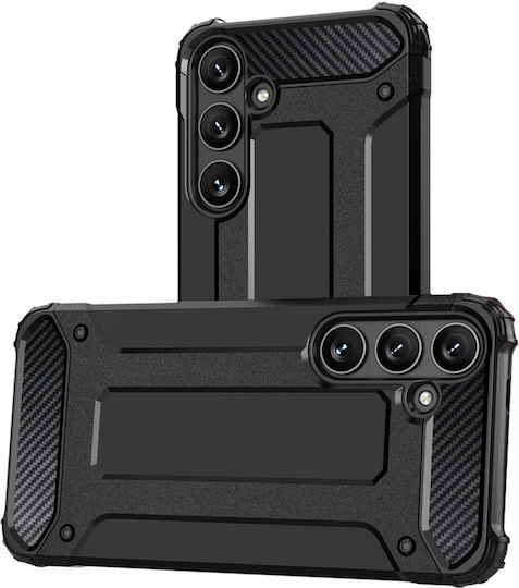 Hurtel Back Cover Σιλικόνης / Πλαστικό Σετ με Τζαμάκι Μαύρο (Samsung S24)