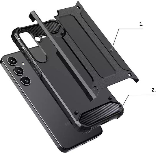 Hurtel Back Cover Σιλικόνης / Πλαστικό Σετ με Τζαμάκι Μαύρο (Samsung S24)