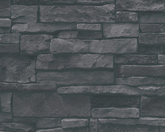 Тапет за Стена Stone Черен 1005x53см