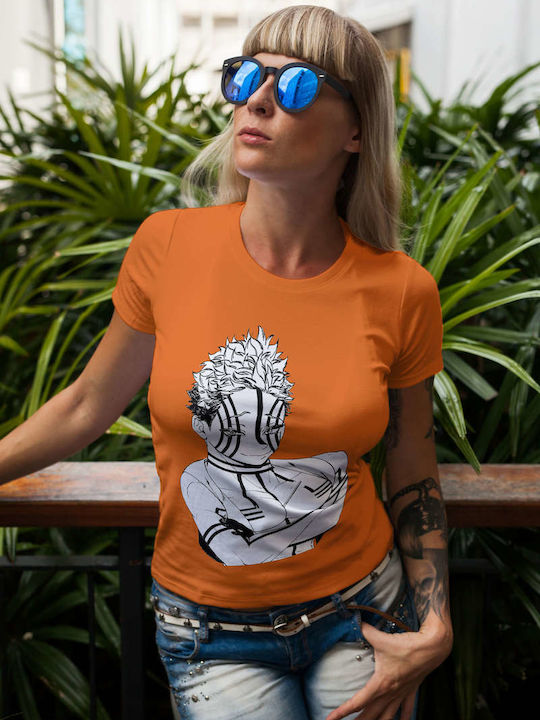 Manga Character With Tribal Markings T-shirt Orange Cotton