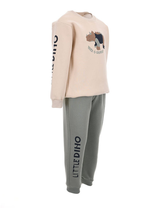 Nek Kids Wear Kids Sweatpants Set Beige-mint