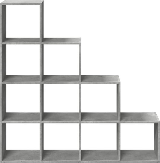 Grey Concrete Bookcase 131.5x29x131.5cm