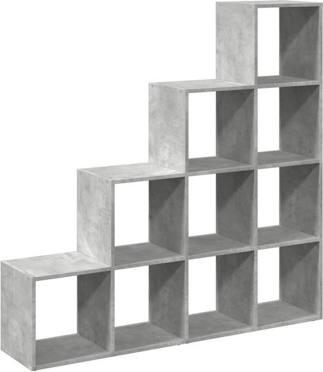 Grey Concrete Bookcase 131.5x29x131.5cm