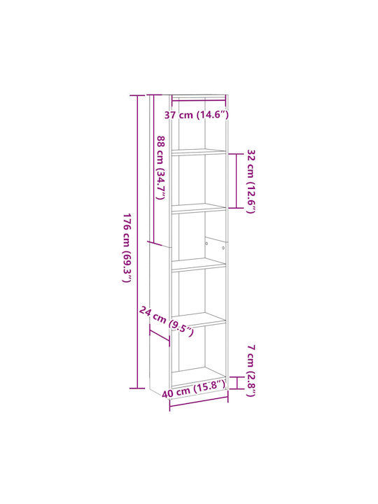 Bibliothek Braun 40x24x176cm