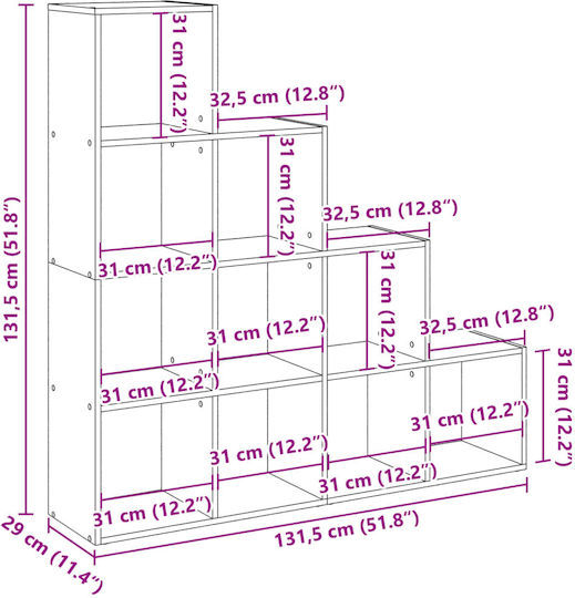 Bibliotecă Maro Artisan Stejar 131.5x29x131.5 cm