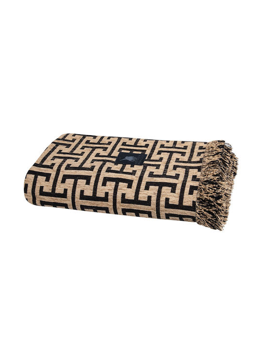 Greenwich Polo Club 3932 Sofa Throw Chenille 180x250cm Beige Black
