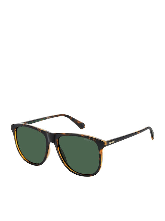 Polaroid Unisex Sunglasses with Brown Tartaruga Plastic Frame and Green Polarized Lens PLD4178/S 086/UC