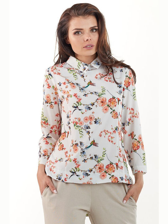 Awama Damen Bluse Langärmelig Ecru A213_ECRU