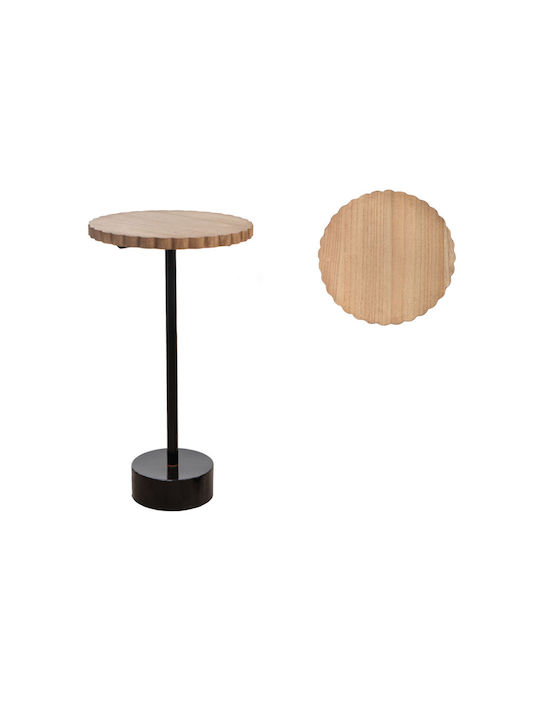 Round Side Table Wooden Black Natural L38xW66xH38cm