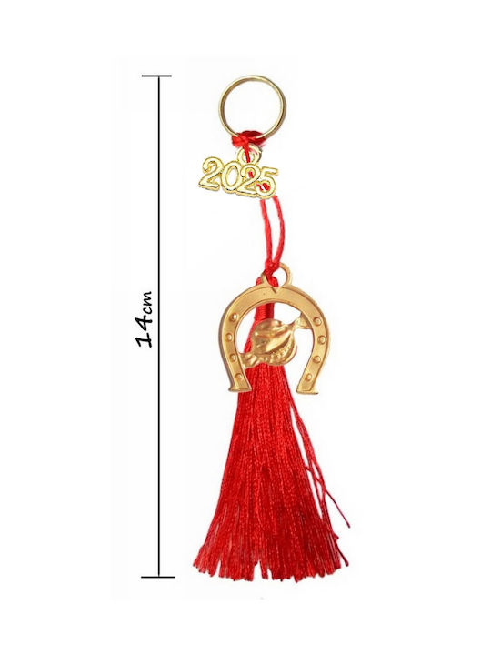 Lucky Charm 2025 Handmade Horseshoe Pomegranate Gold Red Tassels 14cm Tatu Moyo