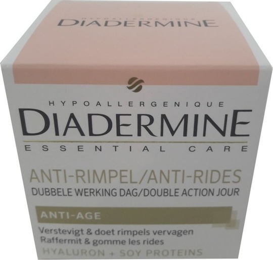 Diadermine Essential Care Cremă de Față de Zi 48 Ore Cu Acțiune Dublă pentru Hidratare, Anti-Îmbătrânire și Reconstrucție cu Acid Hialuronic 50ml