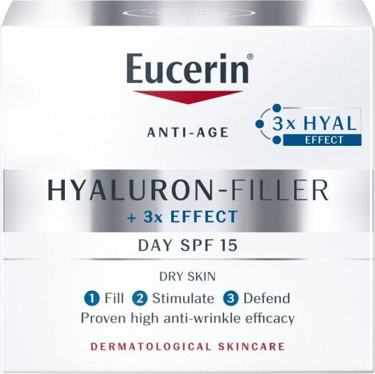 Eucerin Hyaluron-Filler Ενυδατική & Αντιγηραντική Κρέμα Προσώπου Ημέρας με SPF15 με Υαλουρονικό Οξύ 50ml