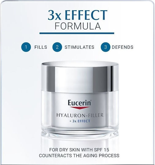 Eucerin Hyaluron-Filler Ενυδατική & Αντιγηραντική Κρέμα Προσώπου Ημέρας με SPF15 με Υαλουρονικό Οξύ 50ml