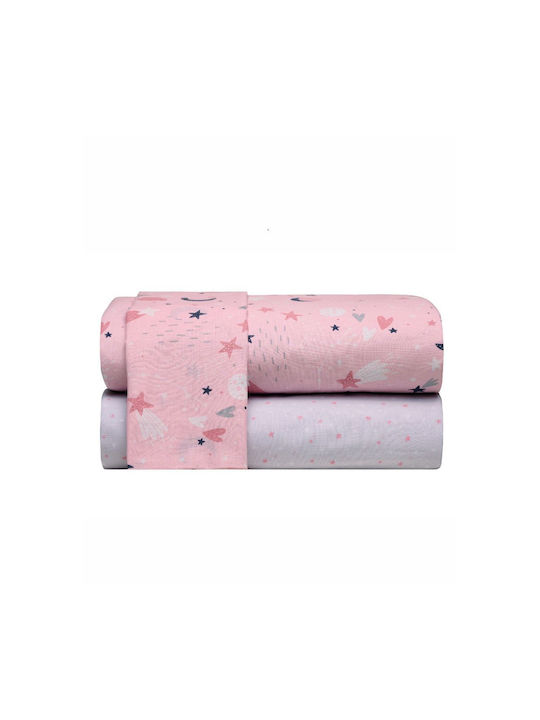 Kentia Baby Sheets Set Crib Cotton Pink 120x170cm 3pcs