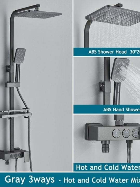 Adjustable Shower Column with Mixer Gray