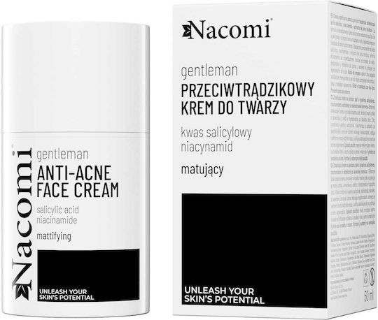 Nacomi Gentleman Mattierende Creme Akne Haut Salicylsäure Niacinamid Nordische Kiefer Extrakt 50ml