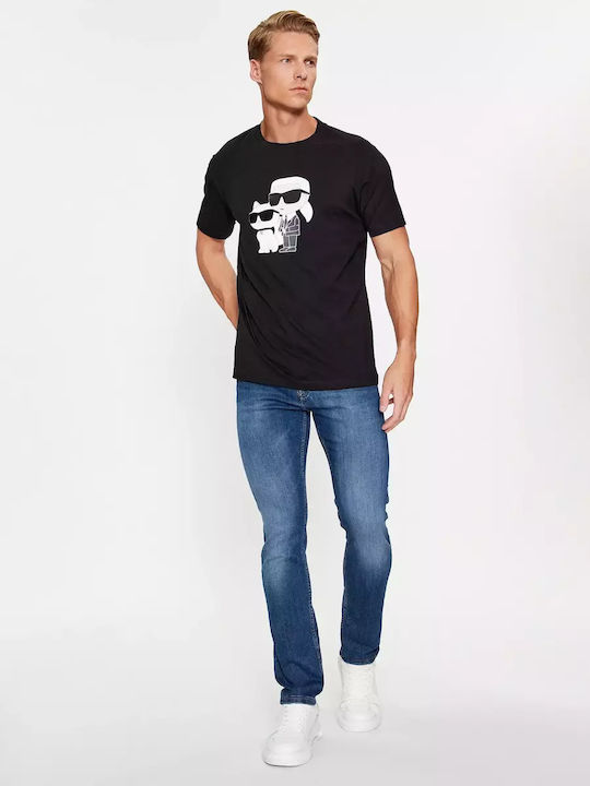 Karl Lagerfeld T-shirt Bărbătesc cu Mânecă Scurtă BLACK