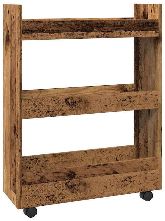vidaXL Wooden Kitchen Trolley 3 Tiers Brown 60x22x80cm