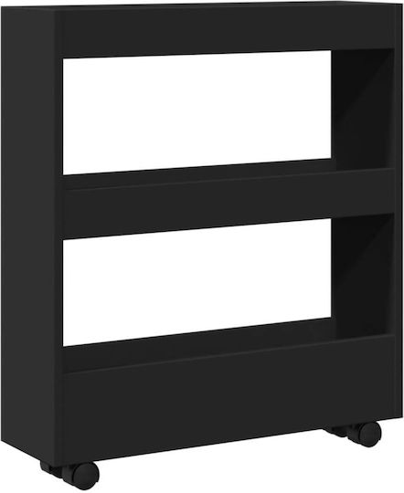 vidaXL Τρόλεϊ Κουζίνας Ξύλινο 3 Θέσεων Μαύρο 60x18x70cm