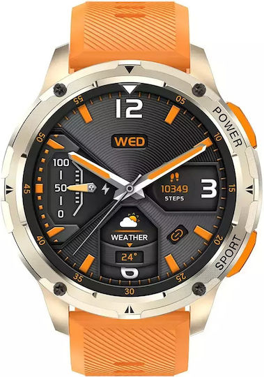 Nubi Ak59 Smart Watch Bluetooth Calling Amoled Display Heart Rate Monitoring Sleep Tracking Oxygen Level Notifications Additional Silicone Strap Gold