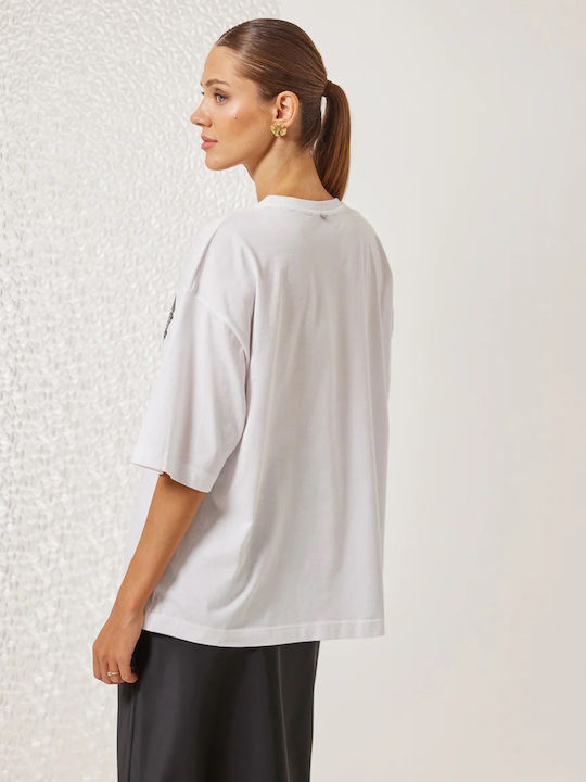 Enzzo Damen Oversized T-shirt Ecru