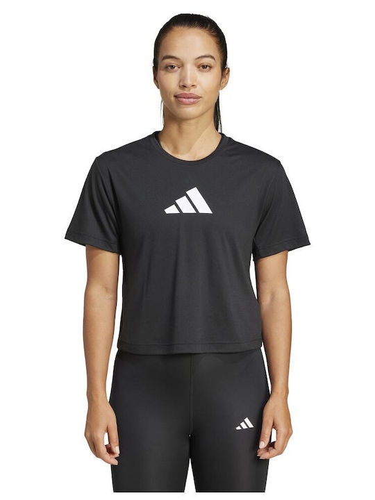 Train Essentials Big Logo Women's Athletic T-shirt Fast Drying Black