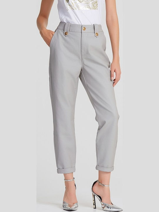 Women's Chino Trousers with Elastic Regular Fit Gray