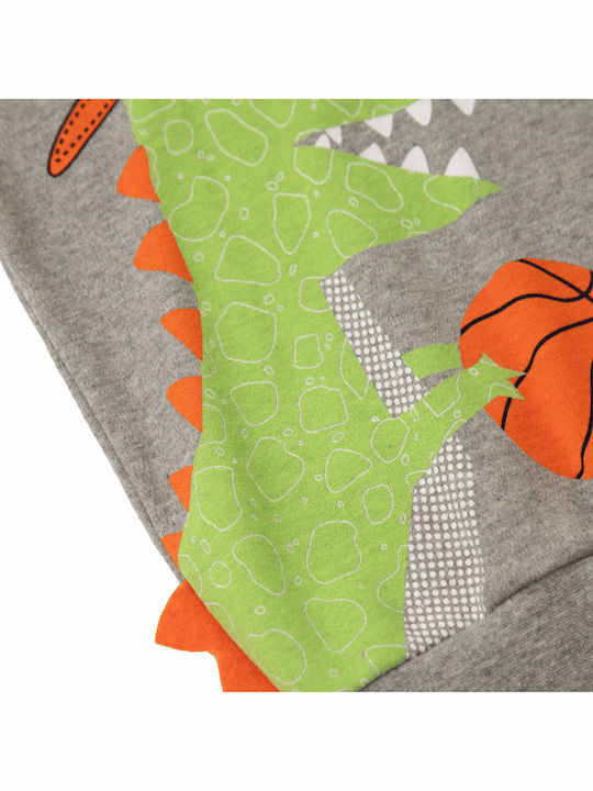 Minerva Kids' Pajamas Winter Grey melange DINO