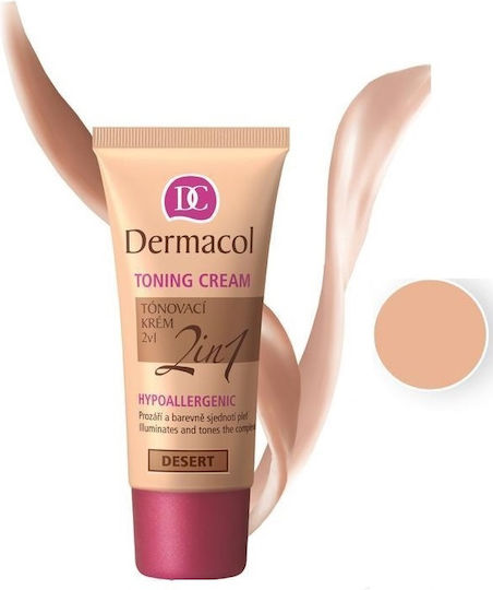 Dermacol Toning 2in1 Desert Богат Крем за Лице Дневен с Цвят за Хидратация и Несъвършенства по кожата с Пантенол 30мл