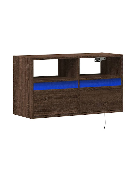 TV Stand with LED Lighting Brown Oak L80xW31xH45cm