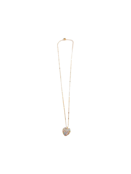 Prince Silvero Necklace with design Heart from Gold Plated Silver with Zircon