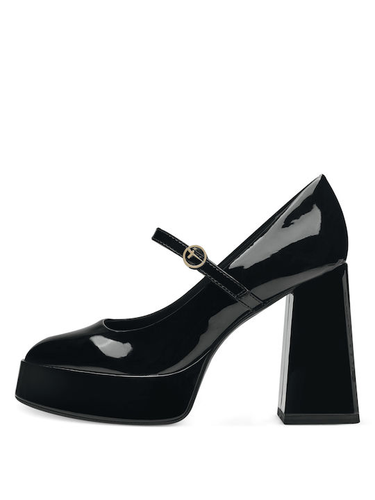 Tamaris Patent Leather Black High Heels with Strap