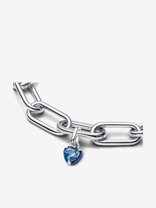 Pandora ME Chakra Heart Mini Dangle Charm Καρδιά από Ασήμι Μπλε