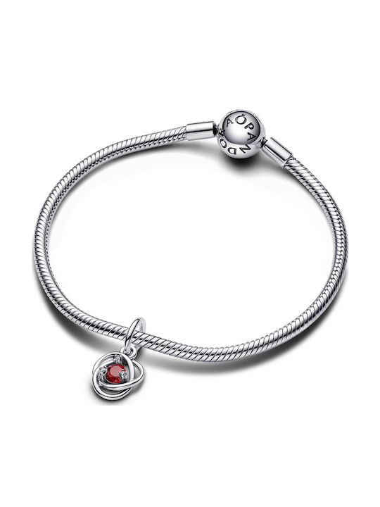 Pandora Charm with Stones from Silver with Red Zircon