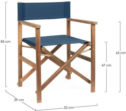 Regiestuhl Hölzernes Noemi Blue 52x59x83εκ.